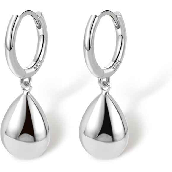 925 Sterling Silver  Dainty Teardrop Dangle Leverback Trendy Earrings for Women - Picture 4 of 7